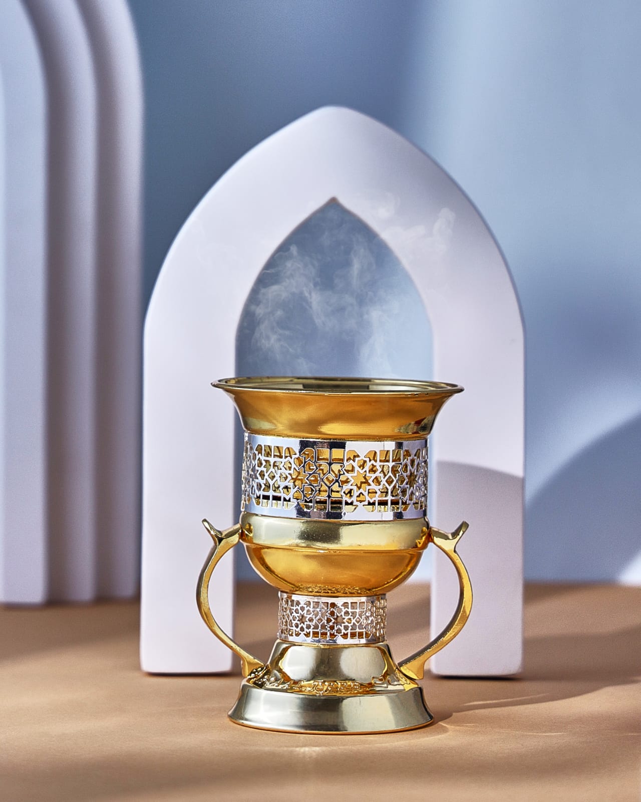 مبخرة معدن ارقي الطيب لون ذهبي