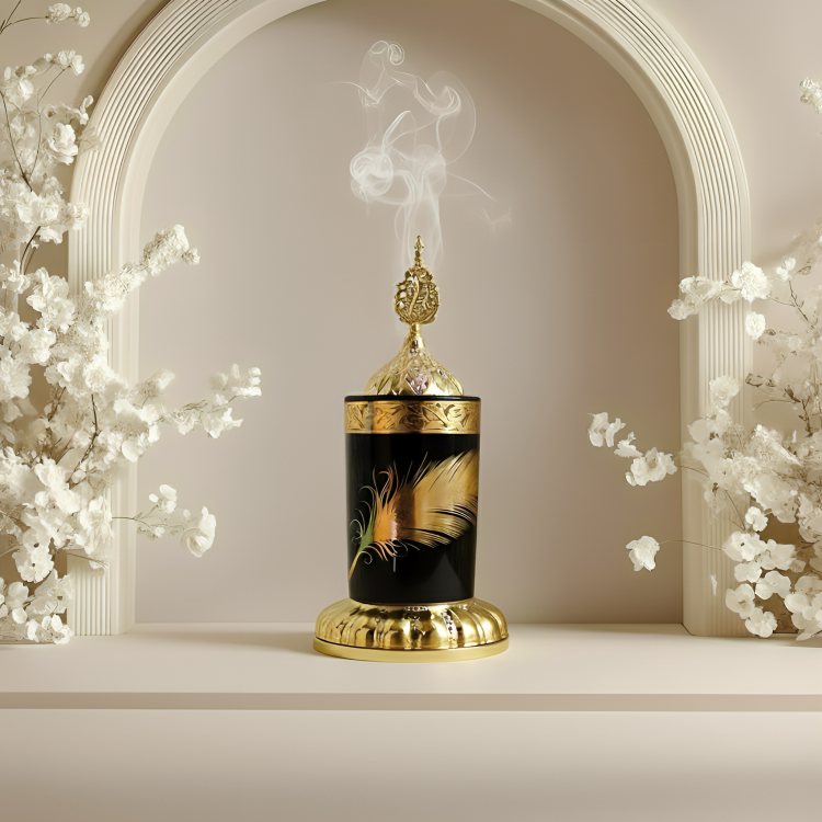 مبخرة بورسلين اسود *دهبي